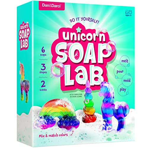 Unicorn Soap Making Kit - Girls Easter Crafts DIY Project Age 6+ Year Old Kids - Girl Gifts - Science STEM Activity Teenage Gift - Make Your Own Soaps Kits - Craft Toys Ages 6 7 8 9 10 11 12
