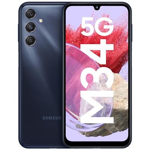 Book Cover Samsung Galaxy M34 5G (Midnight Blue,6GB,128GB)|120Hz sAMOLED Display|50MP Triple No Shake Cam|6000 mAh Battery|4 Gen OS Upgrade & 5 Year Security Update|12GB RAM with RAM+|Android 13|Without Charger