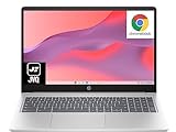 HP 15.6'' HD Chromebook Laptop, Intel Processor N200, 8GB RAM, 64GB eMMC + 64GB Card, Webcam, WiFi, Zoom Meeting, Bluetooth, USB-A&C, Chrome OS- Natural Silver
