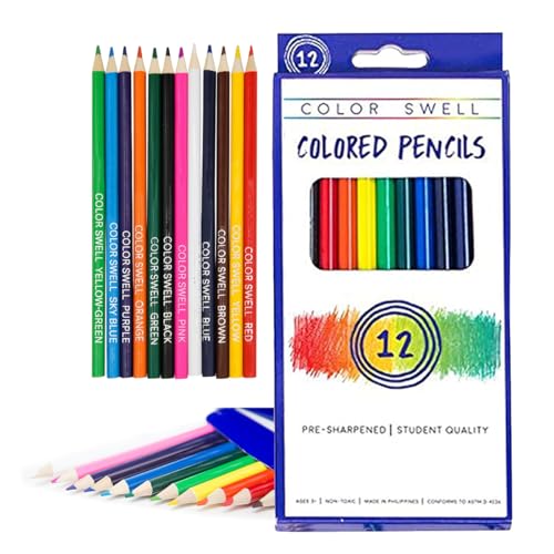 Color Swell Bulk Colored Pencil Packs Assorted Vibrant Pre-Sharpened Colors Perfect for Kids, Teachers and Classrooms