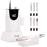 M Max - Nail Drill Professional - 2-in-1 Brushless Motor Nails Drill Machine - Electric, Cordless, Aluminium Alloy Casing, 35000 RPM, HD Display - Perfect for Salon & Home Use (White)