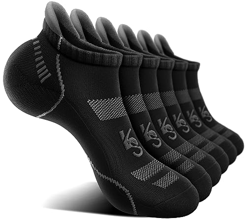 BULLIANT Men Running Socks 6Pairs-Ankle Athletic Socks Wicking Cushioned for Men Walking-Arch Compression Support