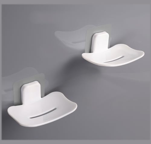 HOUSE OF VIPA Plastic Bathroom Accessories, Bath Room Shelf Organizer, Wall Mounted Shelf, Bathroom Hardware and Accessories, Storage Racks (2 Soap Dish), White