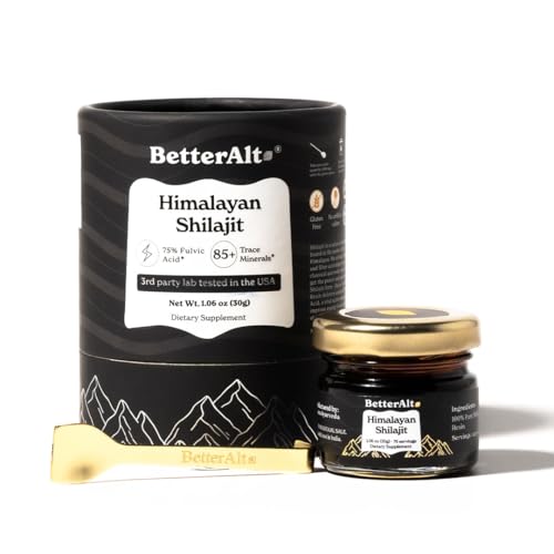 Better Alt BetterAlt Pure Himalayan Shilajit Resin | High Potency for Men & Women | 75 Servings for Stamina and Muscle Building, 85+ Trace Minerals, 75% Fulvic Acid, with Lab Test Report, 400mg