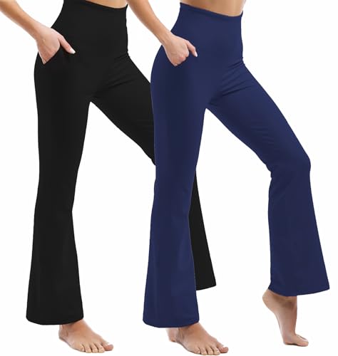 Ipletix Flare Leggings for Women, High Waisted Yoga Pants with Pockets for Women Trousers