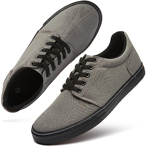 hash bubbie Mens Canvas Shoes Classic Men's Canvas Sneakers Low Top Tennis Shoes Lace up Comfortable Skate Casual Shoes