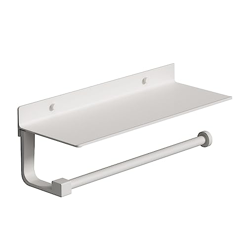 Danpoo Wall Mount Paper Towel Holder with Shelf for Bathroom/Kitchen, Adhesive Hand Towel Holder