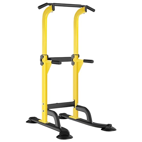SogesHome Power Tower Pull Up Bar and Dip Station, Height Adjustable Dip Stand Exercise Machine for Home Gym, Multi-Functional Free Standing Strength Training Fitness Workout Station
