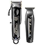 Wahl Professional 5 Star Black Cordless Magic Clip & Detailer Li Combo – Titanium & DLC Blades, 100 Min Runtime, Zero-Gap T-Blade, Lithium-Ion, Worldwide Voltage, Made in USA – Model 56458
