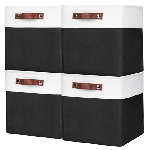 Bagnizer Large Fabric Storage Baskets Storage Bins, Decorative Linen Closet Baskets with Handles for Organizing, Shelf, Toys, Clothes, Home, Office, Nursery