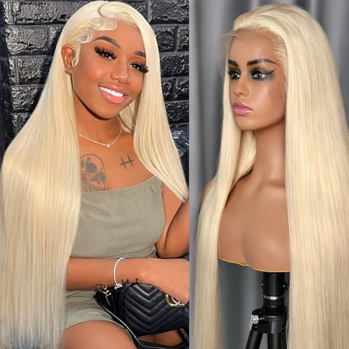 Nicele Ann 30 Inch 613 13x6 Lace Front Wig Human Hair 200 Density 613 Lace Front Wig Human Hair Straight Blonde Wig Human Hair Blonde Lace Frontal Wigs Pre Plucked (30 Inch, 613 13x6 Straight)