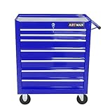 Rolling Tool Cart with Drawers and Wheels Mechanics Tool Cabinet Heavy Duty Lockable Tool Chest Multifunctional Tool Cart (7 Drawers, Blue)
