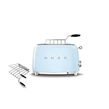 SMEG 2 Slice Toaster and Sandwich Rack Combo, Pastel Blue