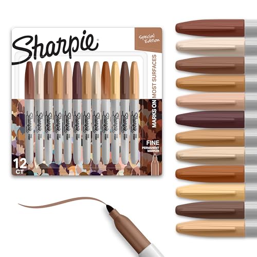 SHARPIE Permanent Markers, Portrait Colors, Fine Point, Assorted, 12 Count
