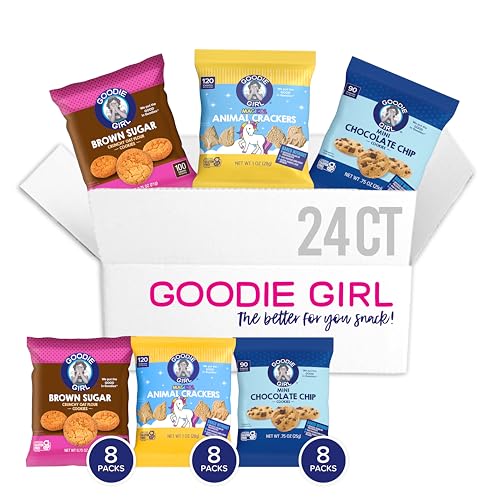 Goodie Girl Snack Pack Variety – Magical Animal Crackers, Mini Chocolate Chip & Brown Sugar Cookies – Gluten Free, Peanut Free – 24 Bags