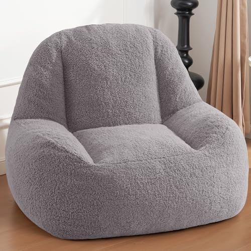Homguava Bean Bag Chairs for Adults, Big Beanbag Chair for Teens,Sherpa Bean Bag Sofa with High Density Foam Filling, Modern Accent Chairs Floor Sofa Couch