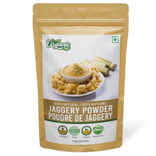 Organic Zing Jaggery Powder | 100% Unadultered Jaggery Powder | Natural and Grown | Jaggery Powder For Tea | Product of India - 454 gm (16 oz) Pack of 1