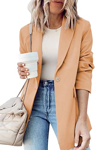 Dokotoo Womens 2024 Fashion Spring Lapel Collar Buttons Blazer Jackets for Women Business Casual