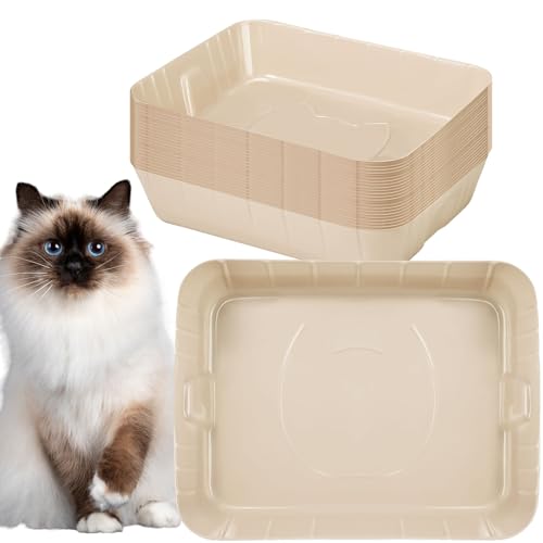 Bokon 25 Pcs Disposable Litter Boxes for Cats Plastic Cat Litter Tray Large Kitten Pan for Kitty Rabbit Guinea Pig Hamster Pets Supplies Travel Home Toilet, 15.7 x 11.8 x 3 Inches