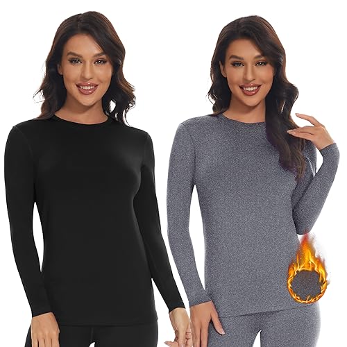 SIMIYA 2 Pack Thermal Underwear for Women Long Johns Winter Warm Fleece Lined Base Layer Set Cold Weather Top and Bottom