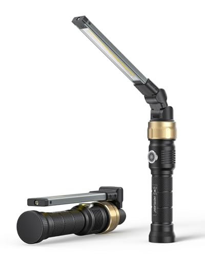 HOTLIGH Rechargeable Work Light - 5000mAh Magnetic Flashlight with 360° Rotate Foldable Design, 1200 Lumens Led Work Light, 3 Lighting Modes Mechanic Light for Car Repairing/Emergency