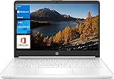 HP Portable Laptop, Student and Business, 14" HD Display, Intel Quad-Core N4120, 16GB DDR4 RAM, 64GB eMMC, 1 Year Office 365, Webcam, SD Card Reader, HDMI, Wi-Fi, Windows 11 Home, White, KKE Mousepad