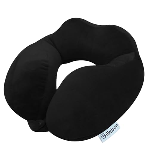 Billebon Premium Neck Pillow Airplane Travel Pillow Neck Adjustable 360 Degree Support Head Rest Neck Support Pillow for Travel (Black)