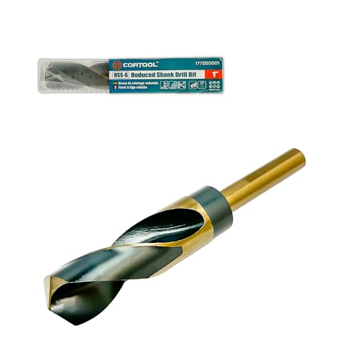 CORTOOL Reduced Shank High Speed Steel Black & Gold Drill Bit with 1/2" Shank, HSS M2 Drilling Bit for Metal and Steel