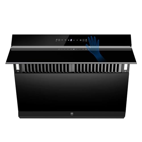 Tieasy Under Cabinet Range Hood 30 inch,Wall Mount Kitchen Hood 900 CFM with Heating Auto-cleaning Function, Gesture& Touch Control,Tempered Glass Surface Vent Hood 3 Speed Exhaust Fan,Baffle Filters