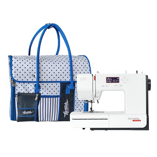 Bernette B37 Computerized Sewing Machine with 50 Stitches, LCD Display, 7mm Stitch Width Includes TopStitch Carrying Tote Bag