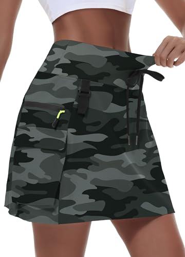 MIVEI Women's Hiking Cargo Skort Skirt High Waisted Golf Dressy Casual with Zipper Pockets Workout Sport Quick Dry Skirts