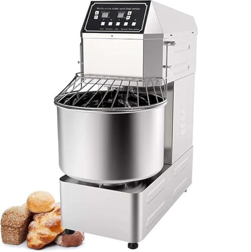 INTSUPERMAI Commercial Dough Mixer Machine 30QT Stand Flour Mixing Machine Electric Food Stand Mixer with Double Action Double Speed Spiral Mixing Time Setting 110V 30L Capacity