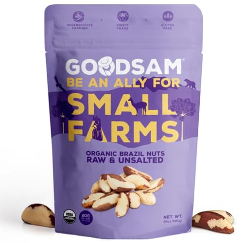 goodSAM Organic Raw Brazil Nuts - Unsalted Brazil Nuts Regeneratively Grown to Support Small Family Farmers