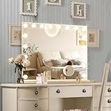 Ratsamee Hollywood Vanity Mirror with Lights, 18 Dimmable Bulbs, 3 Color Lights,Make Up Lighted Mirror, Aluminum Metal Frame, USB Charging Port（32" x 24"）