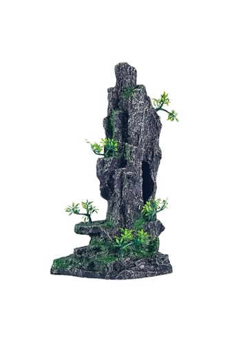 SiissaPeksid Large Fish Tank Decorations - Mountain View Aquarium Ornament with Tree House Cave Bridge,Shuangfeng