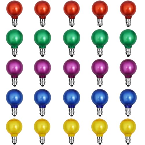 Abeja Globe G40 Replacement Bulbs 5W Fits E12 Candelabra Screw Base, for Indoor Outdoor String Light Bulbs Replacement, 1.5-Inch, 25 Pack