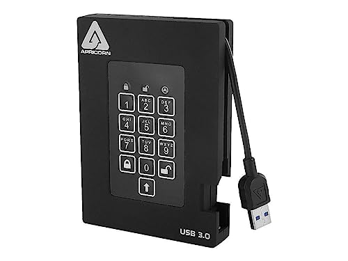 Apricorn 1TB Aegis Padlock Fortress FIPS 140-2 Level 2 Validated 256-Bit Encrypted USB 3.0 Hard Drive with PIN Access