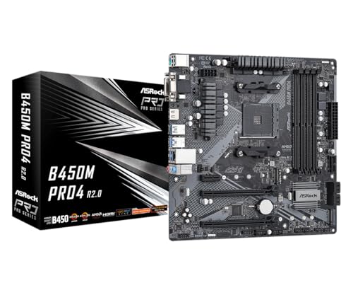 ASROCK B450M PRO4 R2.0 Socket AM4/ AMD B450/ DDR4/ SATA3&USB3.2/ M.2/ Micro ATX Motherboard
