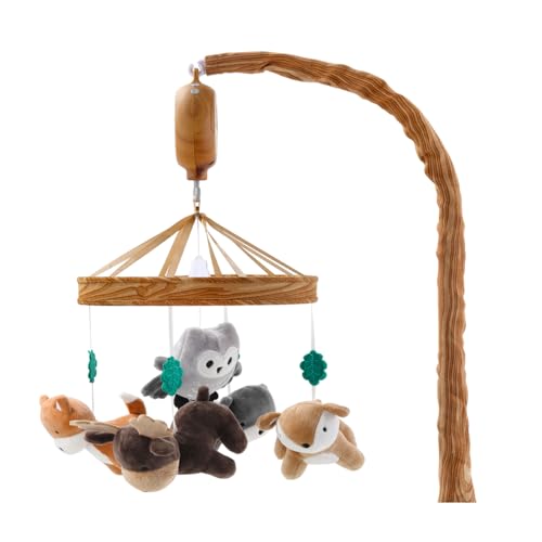 The Peanutshell Crib Mobile for Boys or Girls - Woodgrain Musical Baby Crib Mobile with 12 Lullabies, Whimsical Woodland Baby Whimsical Woodland Nursery Decor