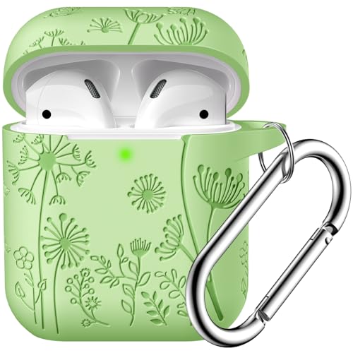 Lerobo Compatible with Airpods Case Cover, Soft Silicone Protective Case Cover with Keychain, Compatible with Apple Airpods 2nd 1st Charging Case Men Women, Front LED Visible