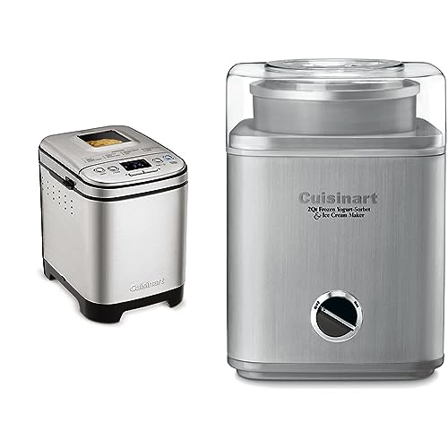 Cuisinart Bread Maker Machine, Compact and Automatic, Customizable Settings, Up to 2lb Loaves, CBK-110P1, Silver & Ice Cream Maker by Cuisinart, Ice Cream and Frozen Yogurt Machine, 2-Qt. Double