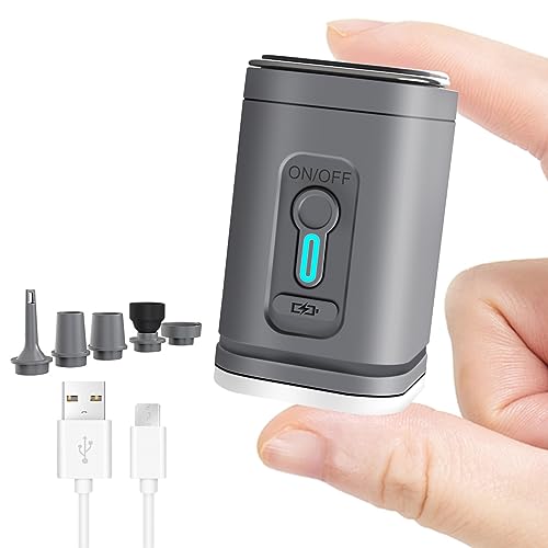 Portable Air Pump for Inflatables, ICEKATI Mini Electric Rechargeable Inflate Deflate Pump with Camping Light for Pool Floats, Swimming Rings, Air Mattress, Sleeping Pads, Vacuum Storage Bags