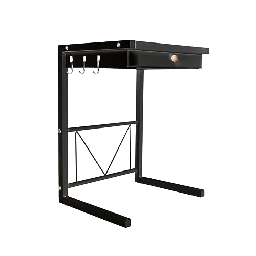 Hershii Small Appliance & Air Fryer Storage Rack Metal Microwave Oven Shelf Stand Kitchen Counter Organizer with a Drawer for Rice Cooker Seasoning Bottles Toaster Tableware - Black