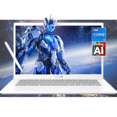 ASUS Chromebook Google AI Laptop Touchscreen Stylus Pen - 14inch FHD Display - Intel Core i5-1335U - 8GB RAM - 128GB SSD - School Students - HDMI Port - Thunderbolt USB C - Wi-Fi 6E - 2024