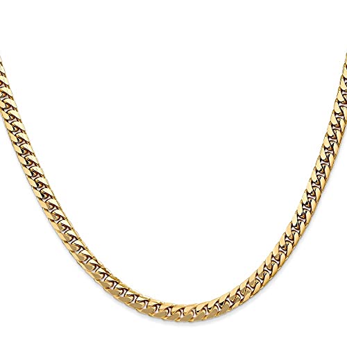 Auriga Fine Jewelry 14K Yellow Gold 4.3 mm Solid Miami Cuban Link Chain Necklace 26"
