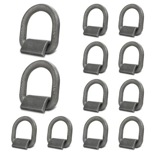 Grandroad auto Heavy Duty Weld-On Forged D Ring, 1/2" D-Ring Trailer Tie Down Anchor for Trailer, Truck Cargo, RV, ATV Tiedowns, Farm Applications and More. MBS:12,000 lbs, 12 Pack
