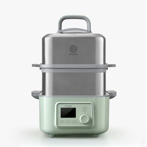 BUYDEEM G553 Two-Tier 10-Quart Electric Food Steamer for Cooking, One Touch, Digital Multifunctional Steamer, Quick Steam in 60s, Stainless Steel Steamer Tray, No Stew Pots Included