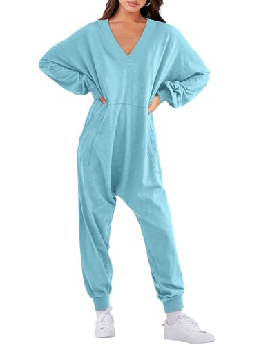 ANRABESS Jumpsuits for Women 2025 Fall Long Sleeve Casual Loose Fit Romper Lounge One Piece Pajamas Outfits Jumper