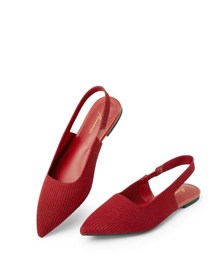 Arromic Slingback Flats for Women Pointed Toe Ballet Flats Shoes Women Dressy Comfortable Slip On Knit Flat