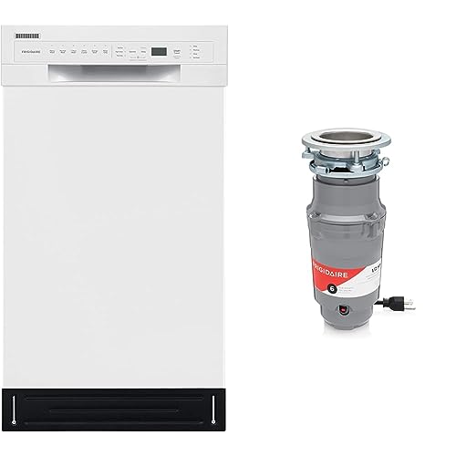 Bundle of Frigidaire 18 in. ADA Compact Front Control Dishwasher in White + Frigidaire 1/2 HP Corded Garbage Disposal for Kitchen Sinks